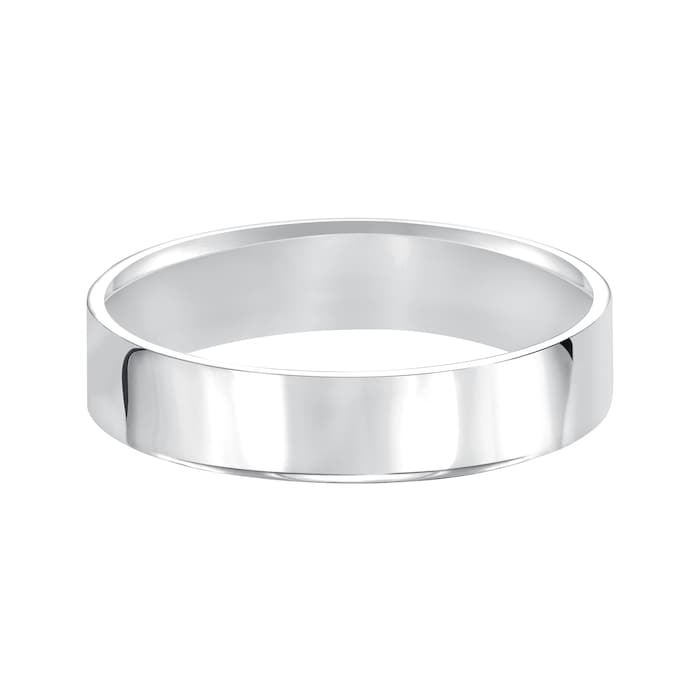 Mayors 18k White Gold 5mm Flat Court Wedding Band - Ring Size 12