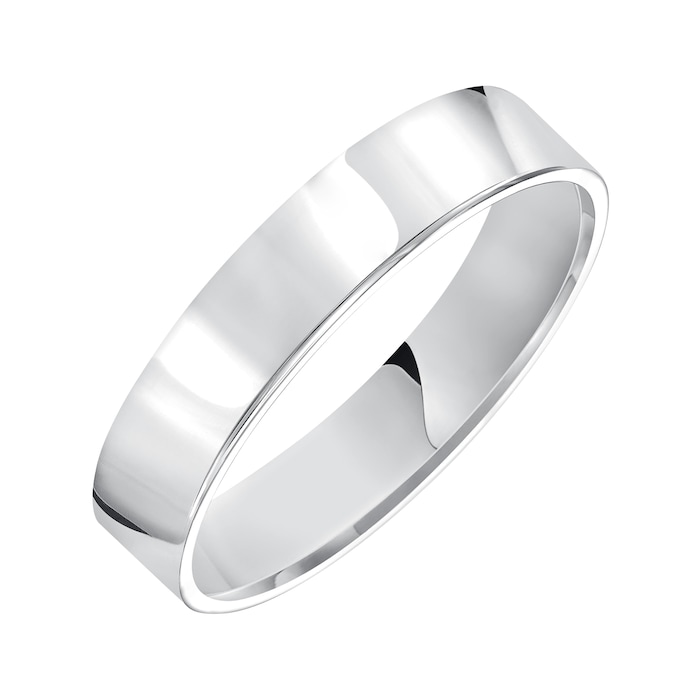 Mayors 18k White Gold 5mm Flat Court Wedding Band - Ring Size 12