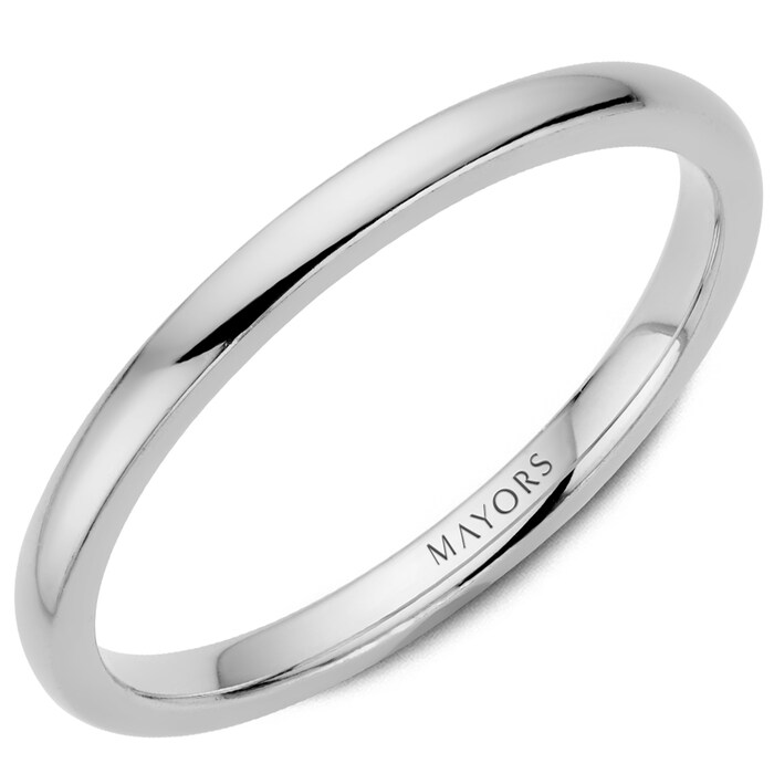 MAYORS 18k White Gold 2mm Plain Band Size 6