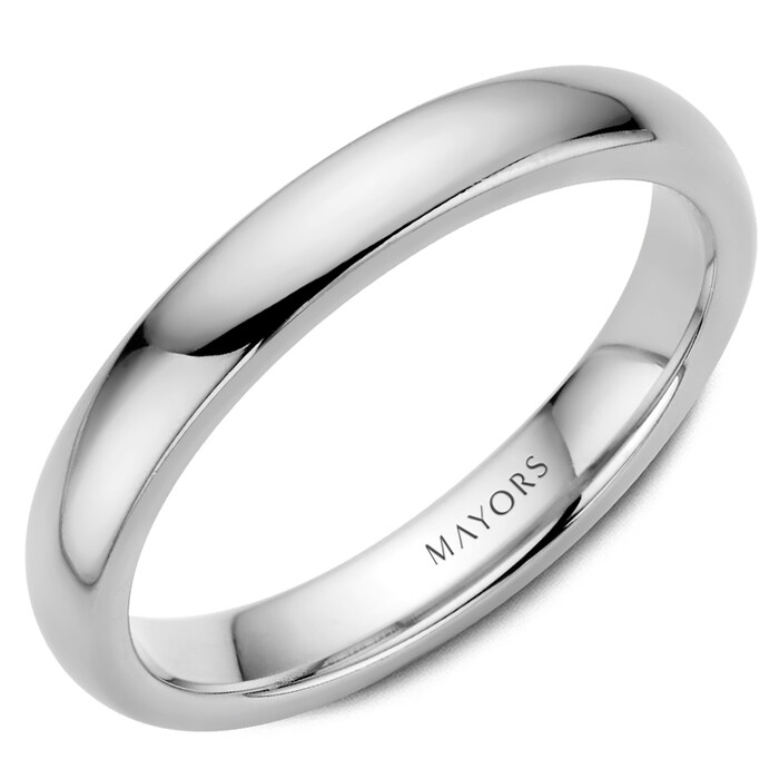 MAYORS 18k White Gold 3mm Plain Band Size 10