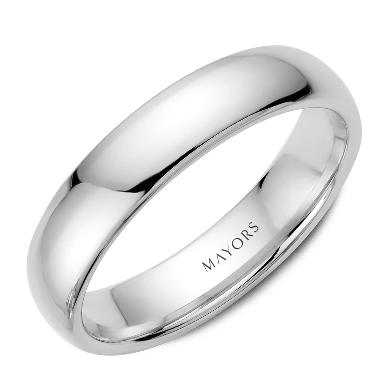 MAYORS 18k White Gold 5mm Plain Band Size 10 MAYORS 18k White Gold 5mm Plain Band Size 10