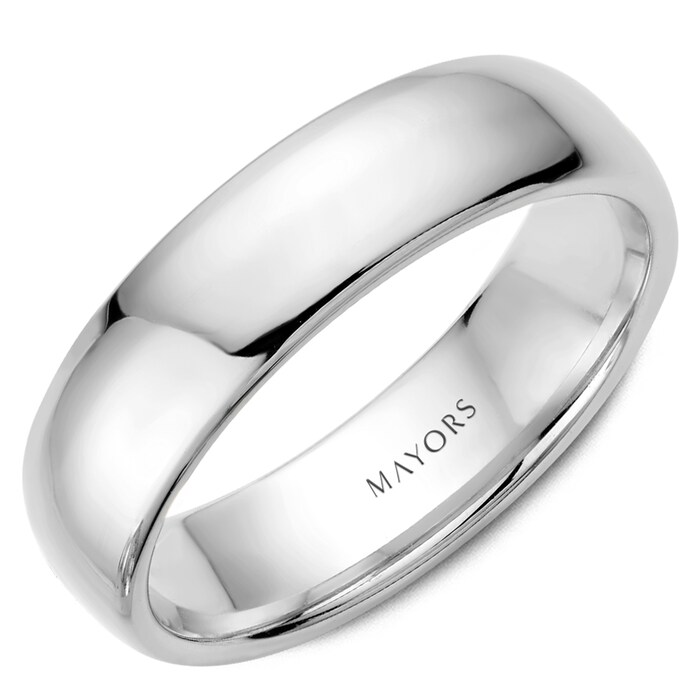 MAYORS 18k White Gold 6mm Plain Band Size 10