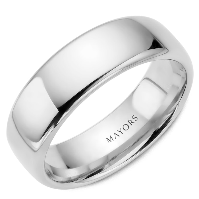 MAYORS 18k White Gold 7mm Plain Band Size 10