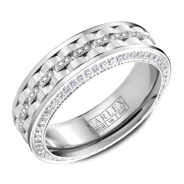 Carlex Carlex 18k White Gold 8.5mm 0.84cttw Diamond Band