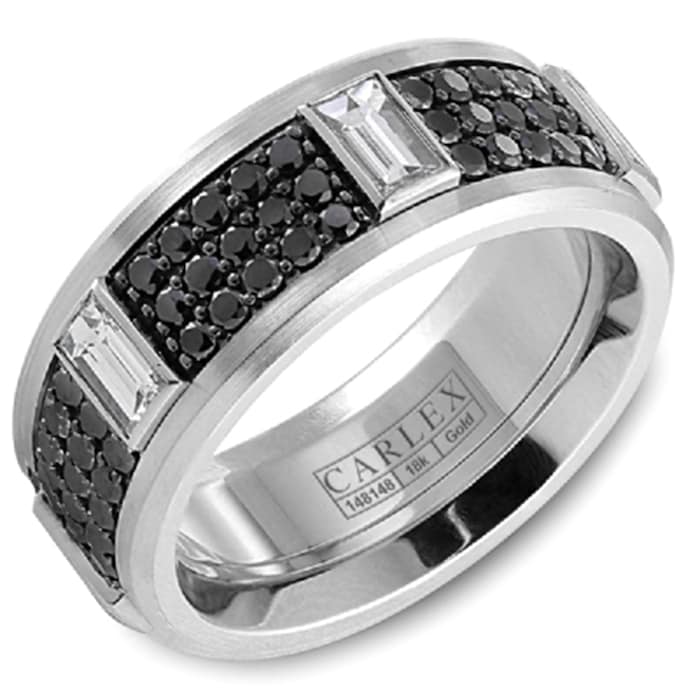 Carlex Carlex 18k White Gold 8.5mm 1.80cttw Black and 1.20ct White Diamond Band