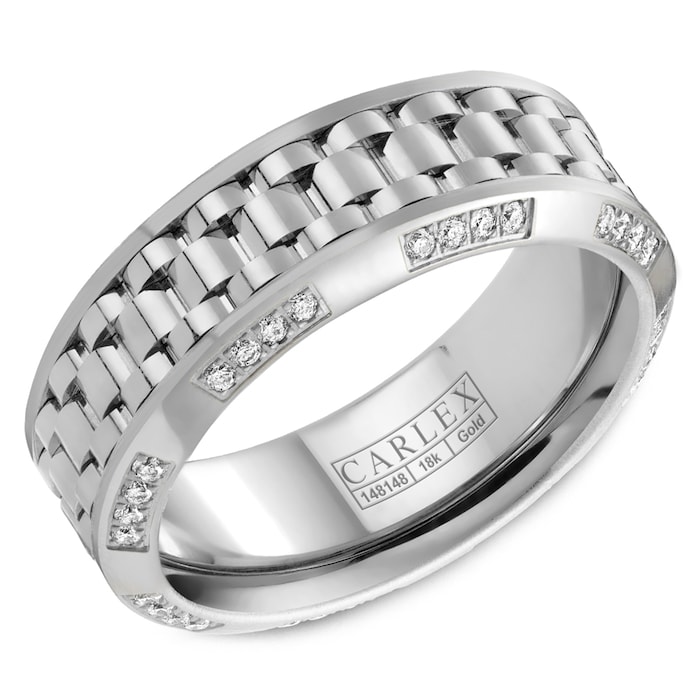 Carlex Carlex 18k White Gold 8mm 0.40cttw Diamond Band