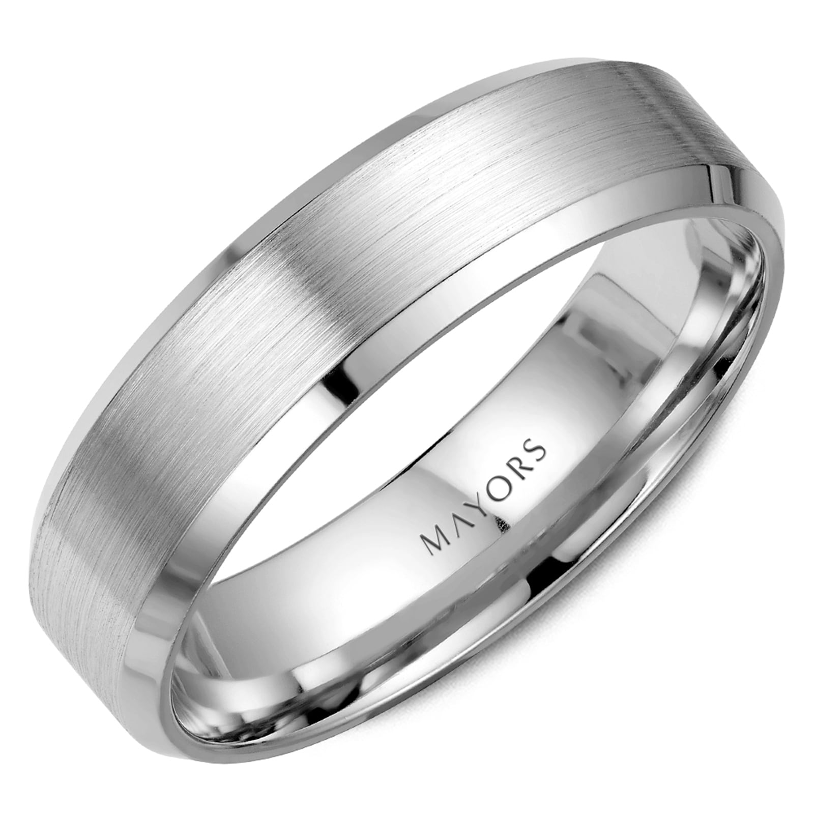MAYORS 18k White Gold 6.5mm Carved Band Size 10