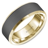 MAYORS 18k Yellow Gold and Tantalum 8mm Carved Band Size 10