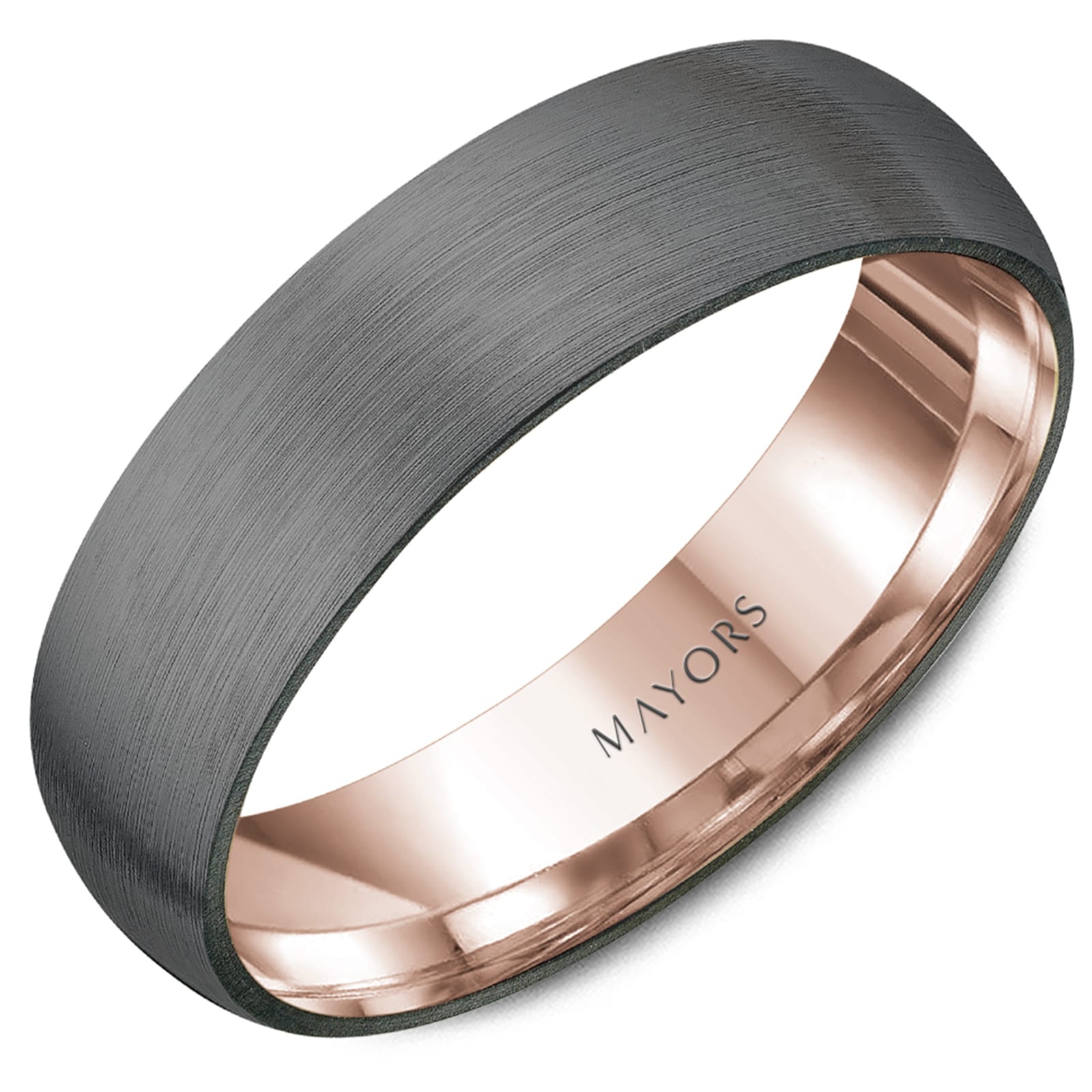 MAYORS 18k Rose Gold and Tantalum 6mm Carved Band Size 10 MAYORS 18k Rose Gold and Tantalum 6mm Carved Band Size 10