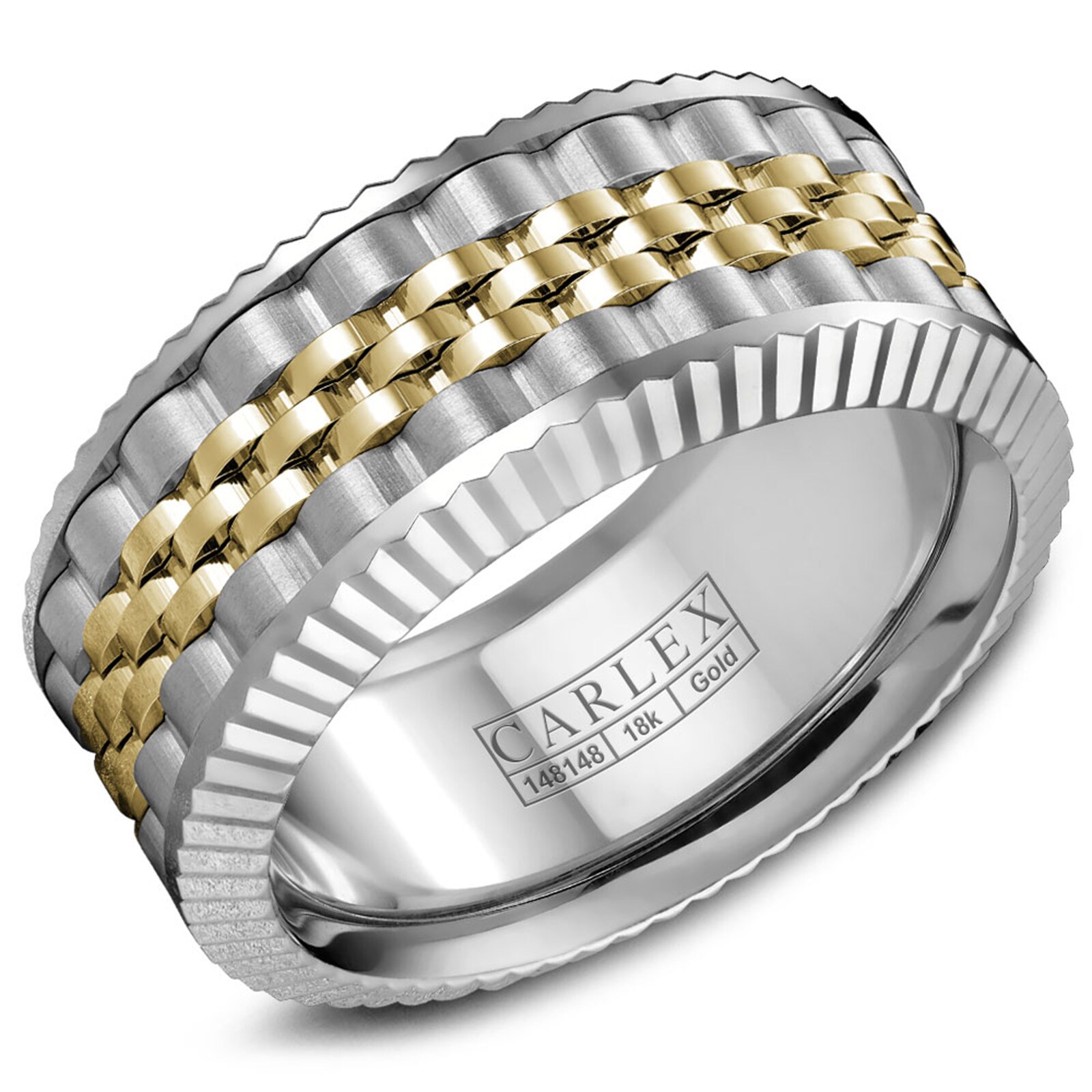 Carlex Carlex 18k Yellow and White Gold 10mm Wedding Band Size 10 Carlex Carlex 18k Yellow and White Gold 10mm Wedding Band Size 10