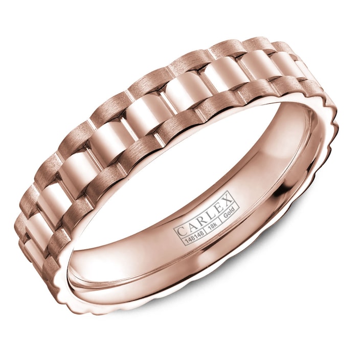 Carlex Carlex 18k Rose Gold 5mm Gents Band