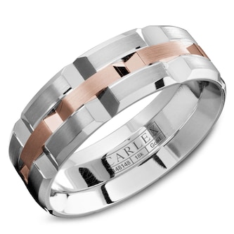 Carlex Carlex 18k White and Rose Gold 7.5mm Gents Band Carlex Carlex 18k White and Rose Gold 7.5mm Gents Band