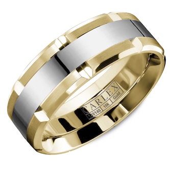 Carlex Carlex 18k Yellow and White Gold 7.5mm Gents Band Carlex Carlex 18k Yellow and White Gold 7.5mm Gents Band