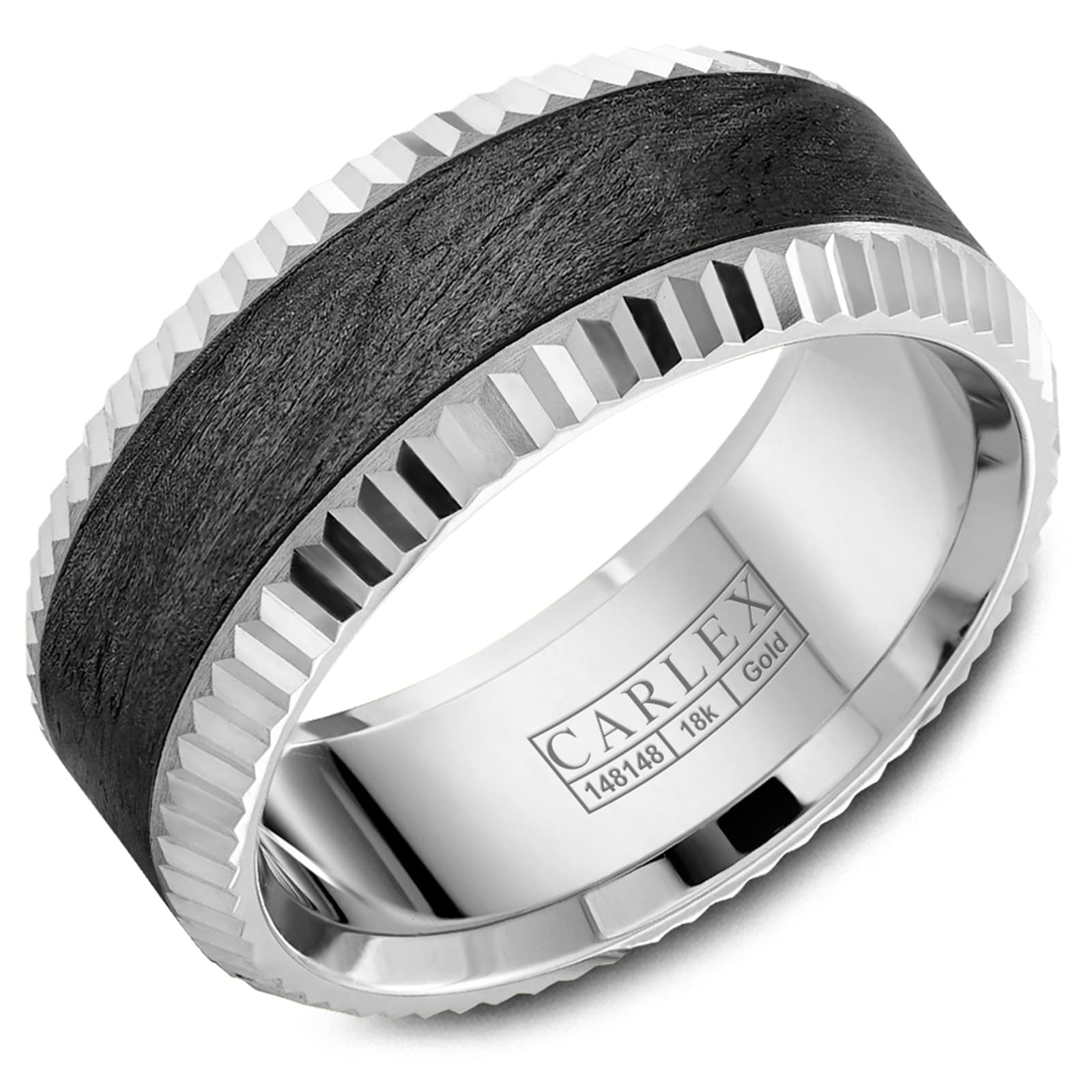 Carlex Carlex 18k White Gold and Carbon Fiber 9mm Band Carlex Carlex 18k White Gold and Carbon Fiber 9mm Band