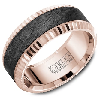 Carlex Carlex 18k Rose Gold and Carbon Fiber 9mm Band Carlex Carlex 18k Rose Gold and Carbon Fiber 9mm Band
