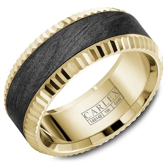 Carlex Carlex 18k Yellow Gold and Carbon Fiber 9mm Band Carlex Carlex 18k Yellow Gold and Carbon Fiber 9mm Band