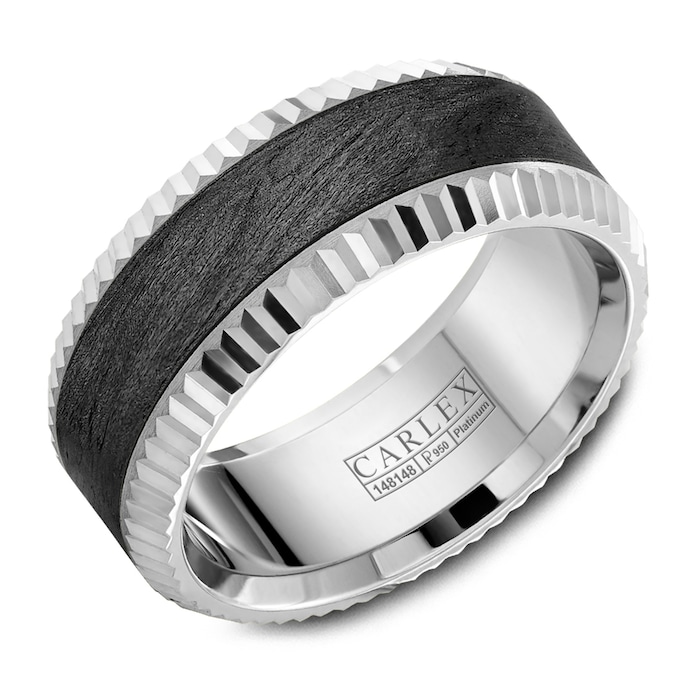 Carlex Carlex 18k Platinum and Carbon Fiber 9mm Band