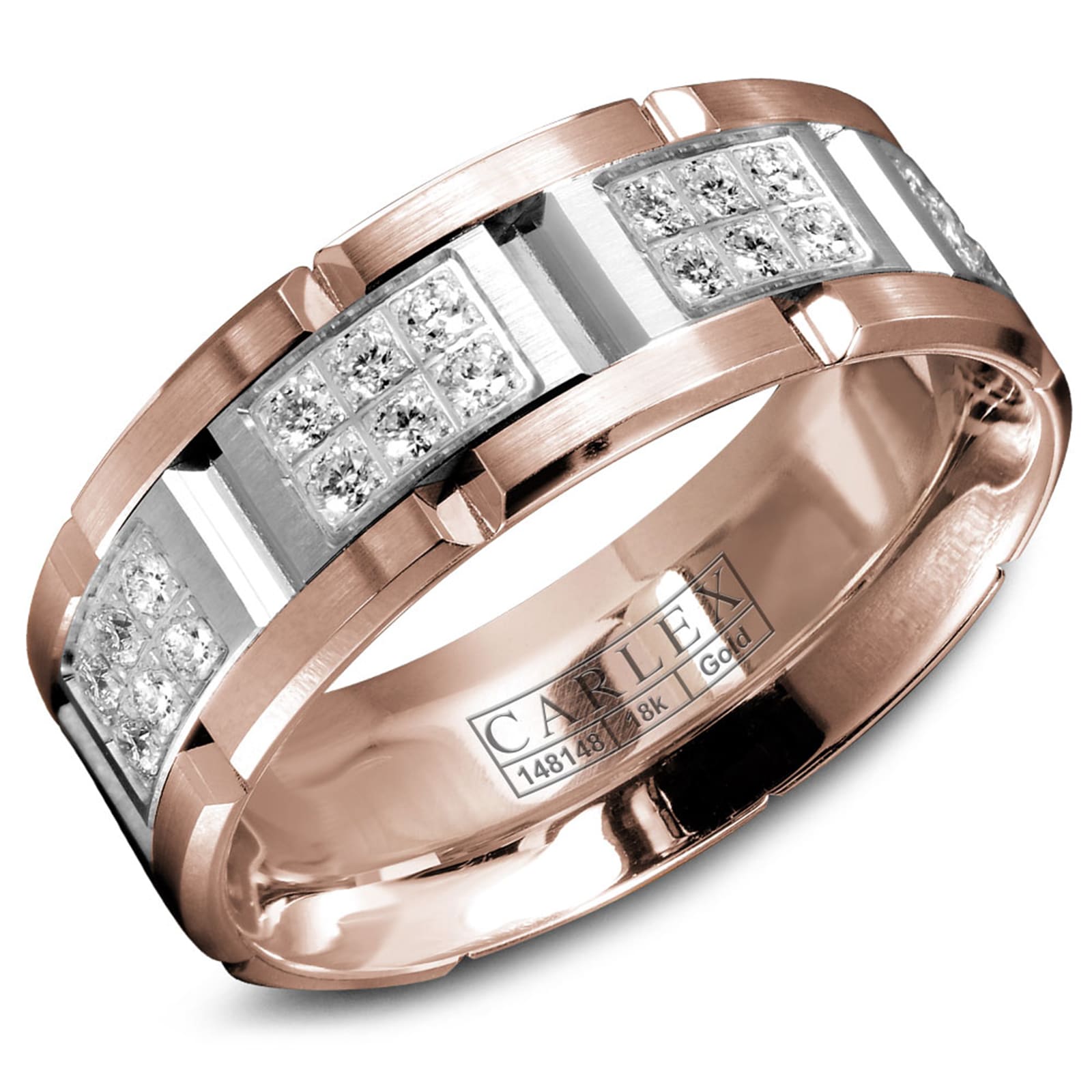 Carlex Carlex 18k Rose and White Gold 7.5mm 0.60cttw Diamond Band Carlex Carlex 18k Rose and White Gold 7.5mm 0.60cttw Diamond Band