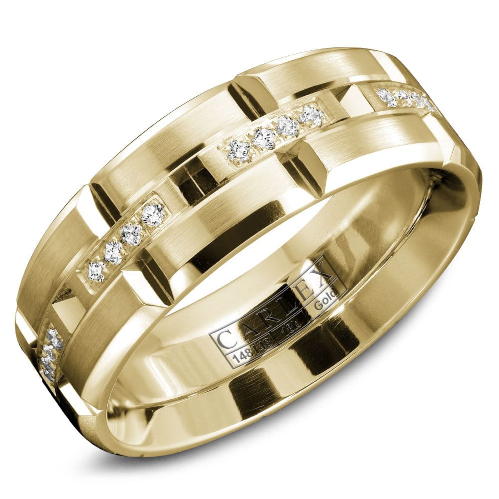 Carlex 18k Yellow Gold 0.20cttw Diamond 7.5mm Wedding Band Size 12