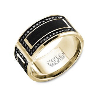Carlex Carlex 18ct Yellow Gold and Enamel 0.84cttw Black Diamond 11mm Wedding Band Size 10 Carlex Carlex 18ct Yellow Gold and Enamel 0.84cttw Black Diamond 11mm Wedding Band Size 10