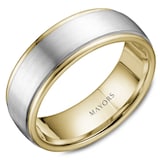 Mayors 18k White and Yellow Gold 7.5mm Carved Band Size 11