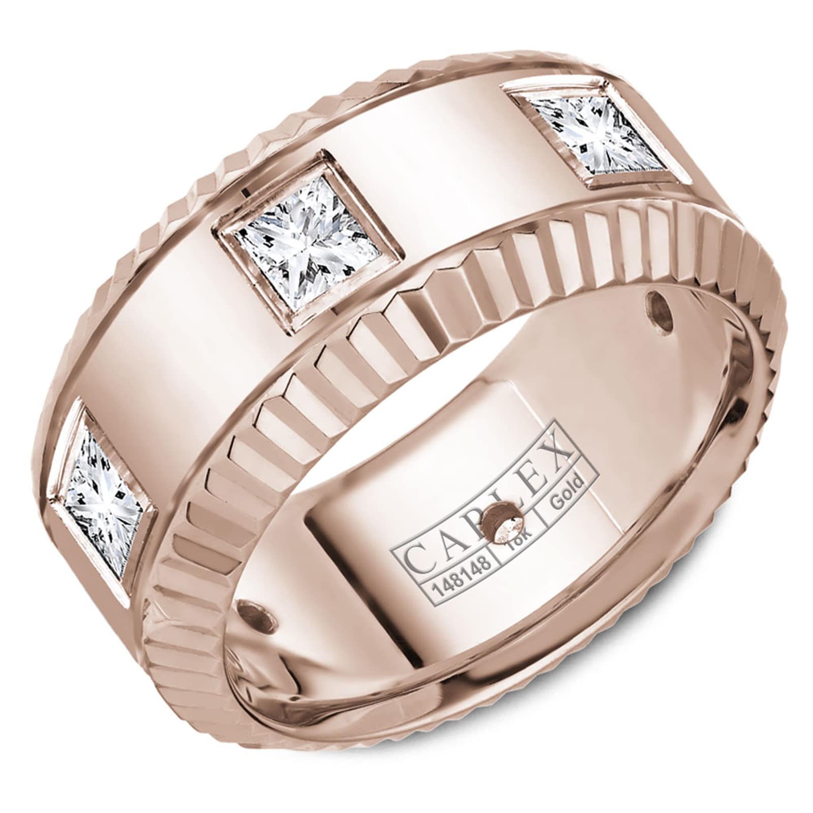 Carlex Carlex 18k Rose Gold 9mm 0.90cttw Princess Cut Diamond Band Carlex Carlex 18k Rose Gold 9mm 0.90cttw Princess Cut Diamond Band