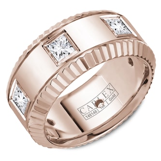 Carlex Carlex 18k Rose Gold 9mm 0.90cttw Princess Cut Diamond Band Carlex Carlex 18k Rose Gold 9mm 0.90cttw Princess Cut Diamond Band