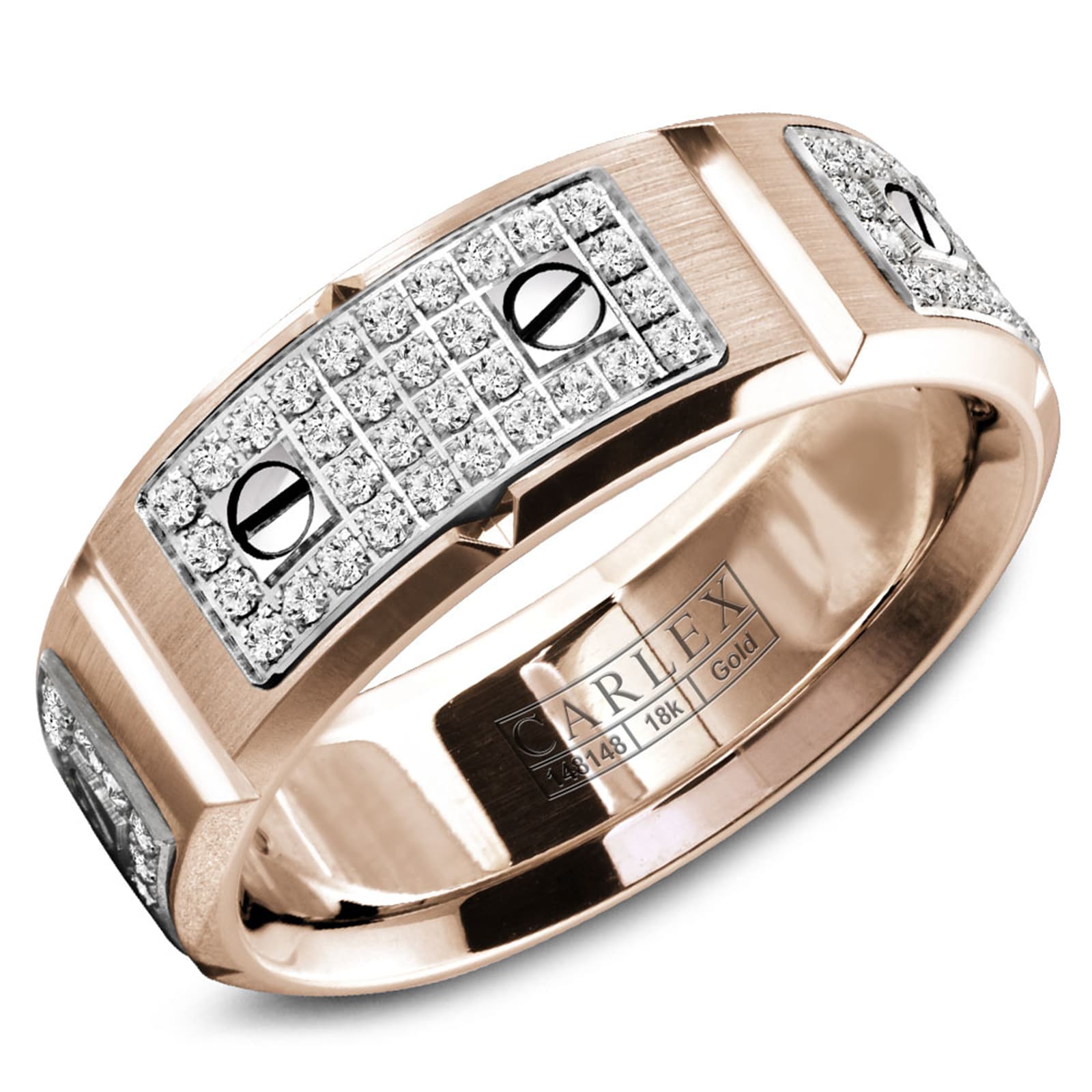 Carlex Carlex 18k Rose and White Gold 8mm 0.79cttw Diamond Band Carlex Carlex 18k Rose and White Gold 8mm 0.79cttw Diamond Band