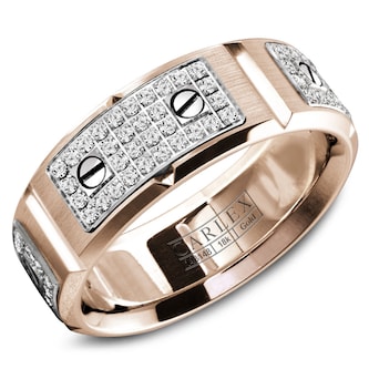 Carlex Carlex 18k Rose and White Gold 8mm 0.79cttw Diamond Band Carlex Carlex 18k Rose and White Gold 8mm 0.79cttw Diamond Band