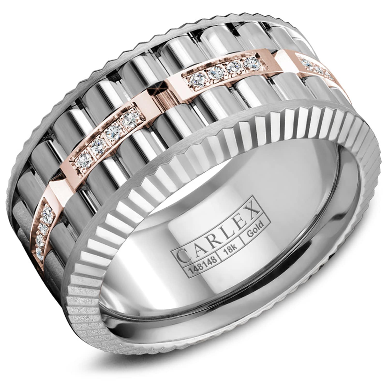 Carlex Carlex 18k White and Rose Gold 10.5mm 0.20cttw Diamond Band