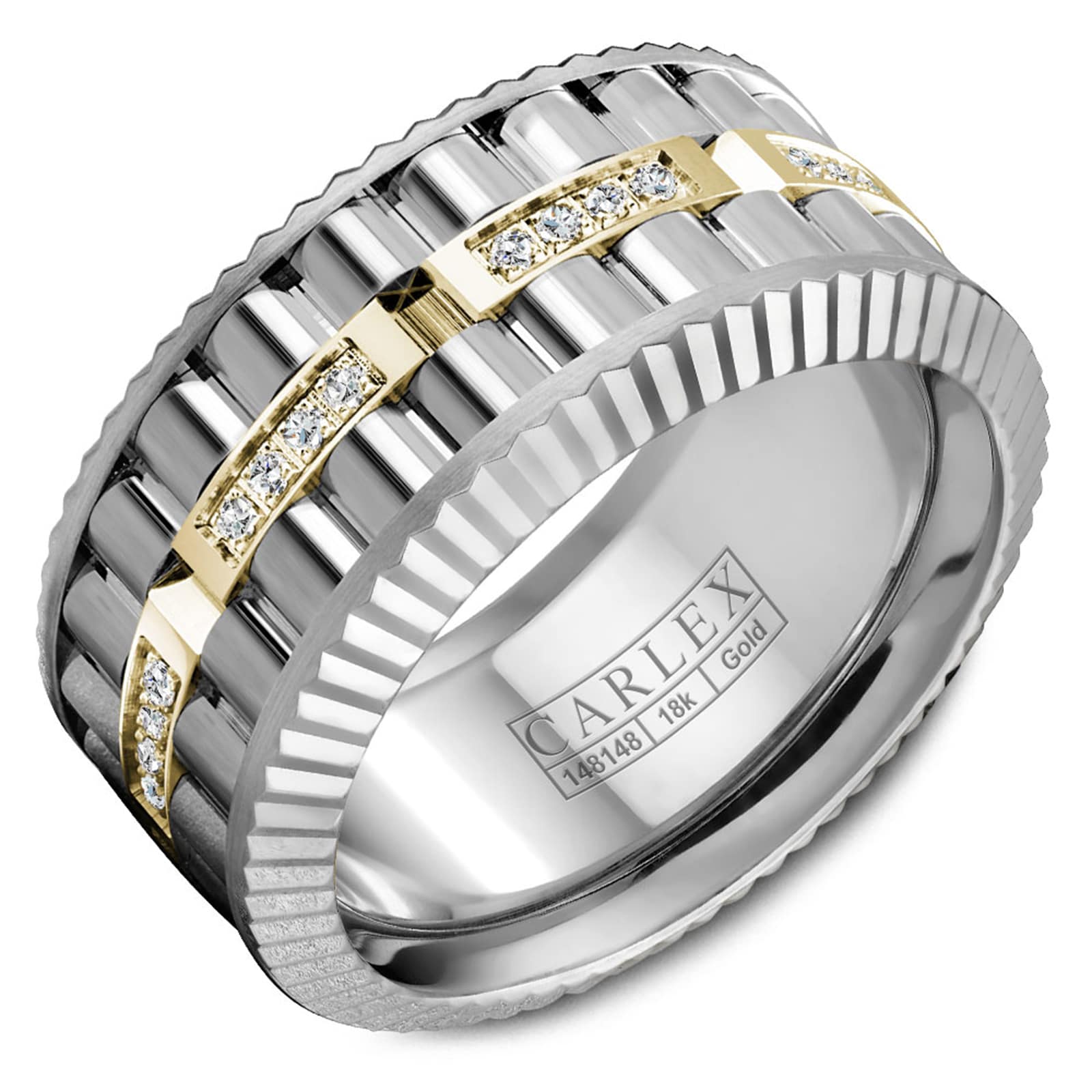 Carlex Carlex 18k White and Yellow Gold 10.5mm 0.20cttw Diamond Band Carlex Carlex 18k White and Yellow Gold 10.5mm 0.20cttw Diamond Band