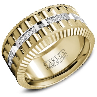 Carlex Carlex 18k Yellow and White Gold 10.5mm 0.20cttw Diamond Band Carlex Carlex 18k Yellow and White Gold 10.5mm 0.20cttw Diamond Band