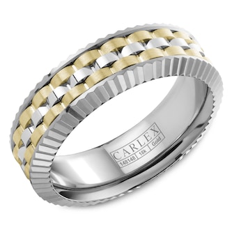 Carlex Carlex 18k White and Yellow Gold 7mm Gents Band
