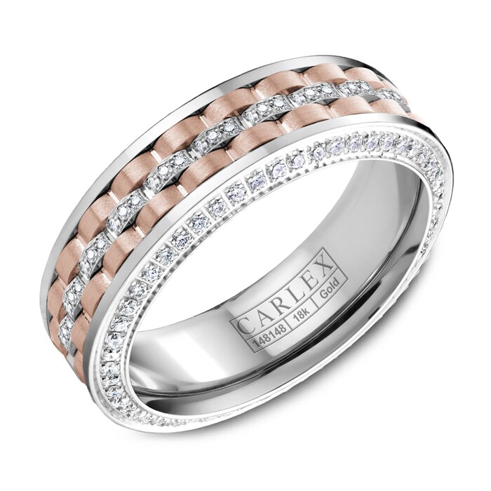 Carlex Carlex 18k White and Rose Gold 7mm 0.84cttw Diamond Band