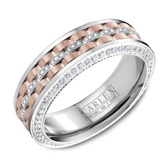 Carlex Carlex 18k White and Rose Gold 7mm 0.84cttw Diamond Band Carlex Carlex 18k White and Rose Gold 7mm 0.84cttw Diamond Band