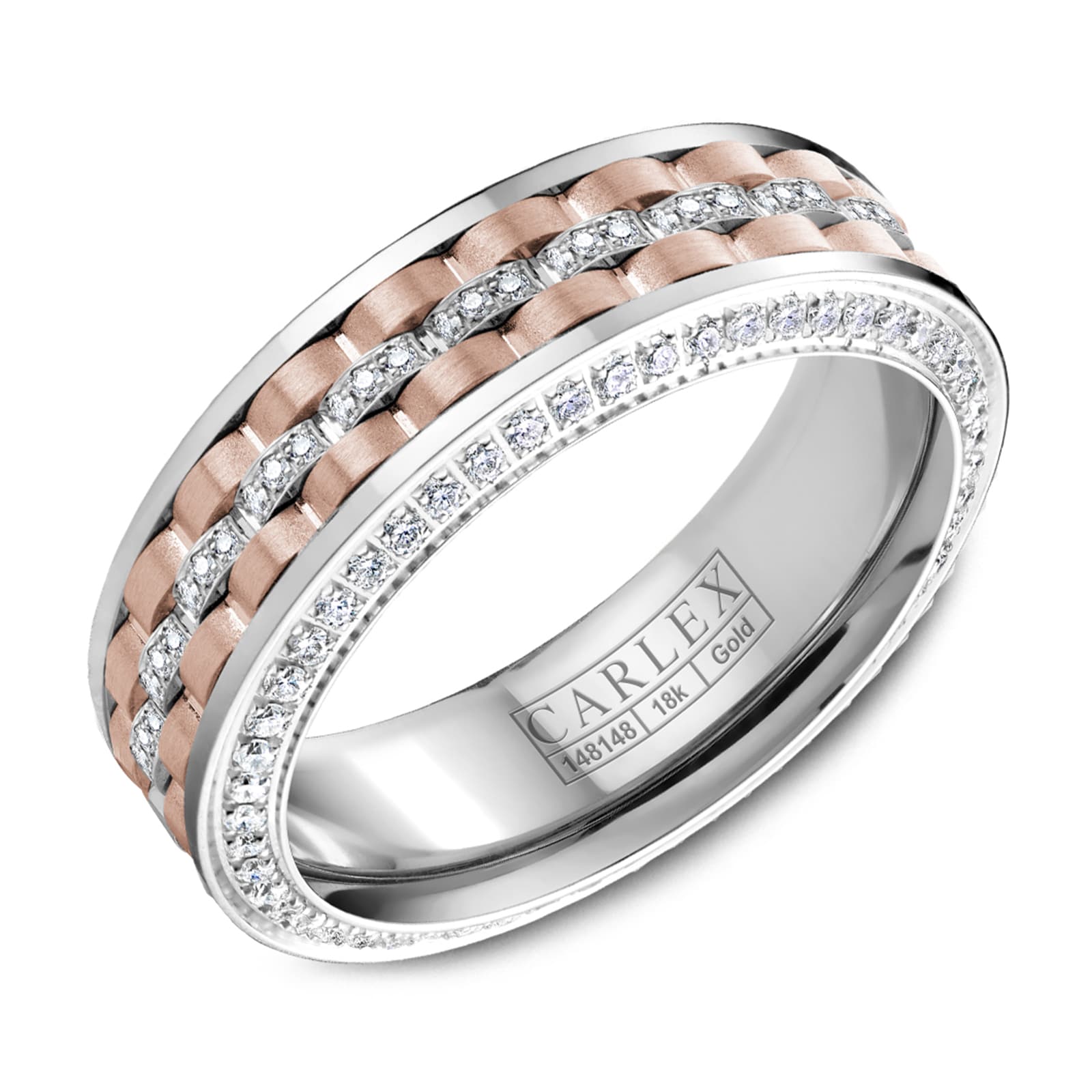 Carlex Carlex 18k White and Rose Gold 7mm 0.84cttw Diamond Band