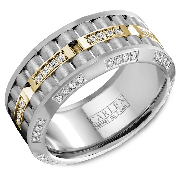 Carlex Carlex 18k White and Yellow Gold 10.5mm 0.58cttw Diamond Band