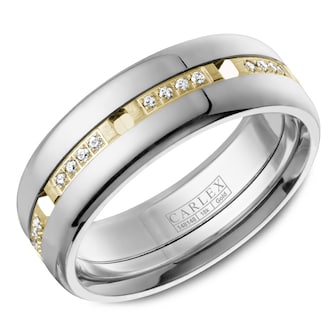 Carlex Carlex 18k White and Yellow Gold 7.5mm 0.21cttw Diamond Band Carlex Carlex 18k White and Yellow Gold 7.5mm 0.21cttw Diamond Band