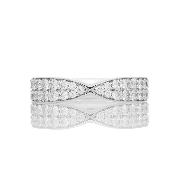 Mayors Platinum 1.00ct Diamond Kiss Band - Ring Size 8