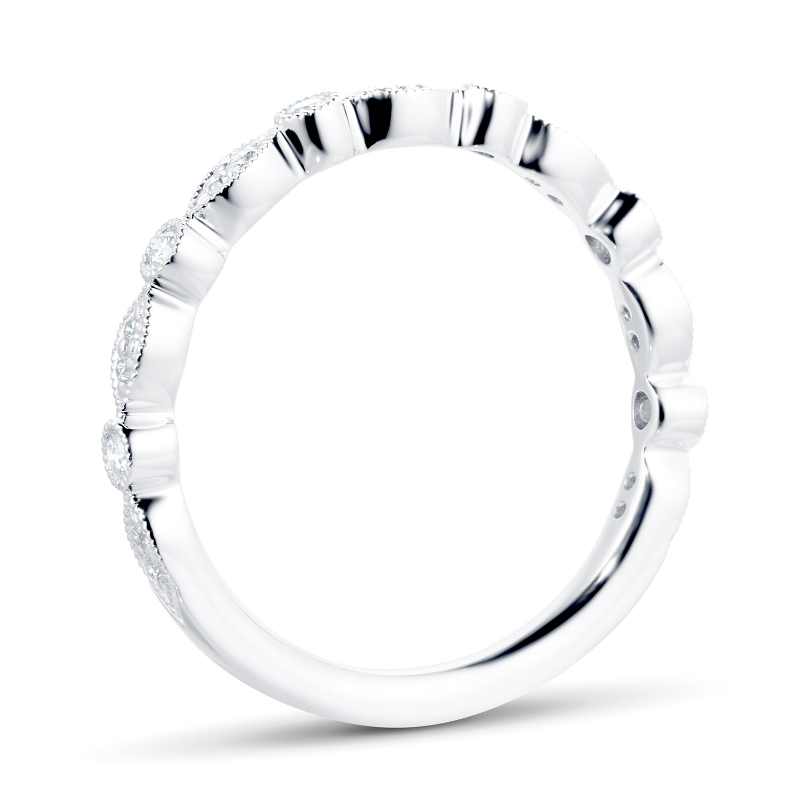 Mayors Platinum 0.13cttw Diamond Mixed Band - Ring Size 4.5