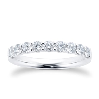 Mayors Platinum 0.72cttw 9 Stone Diamond Band