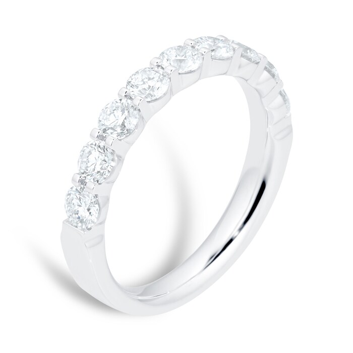 Mayors Platinum 0.96cttw 9 Stone Diamond Band