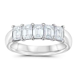 Mayors Platinum 1.65cttw Emerald Diamond Band - Size 6.75