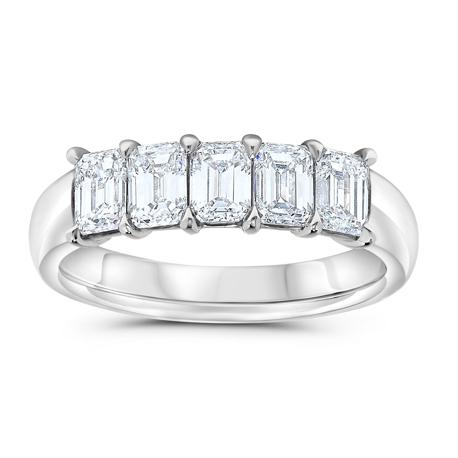 Mayors Platinum 1.65cttw Emerald Diamond Band - Size 6.75