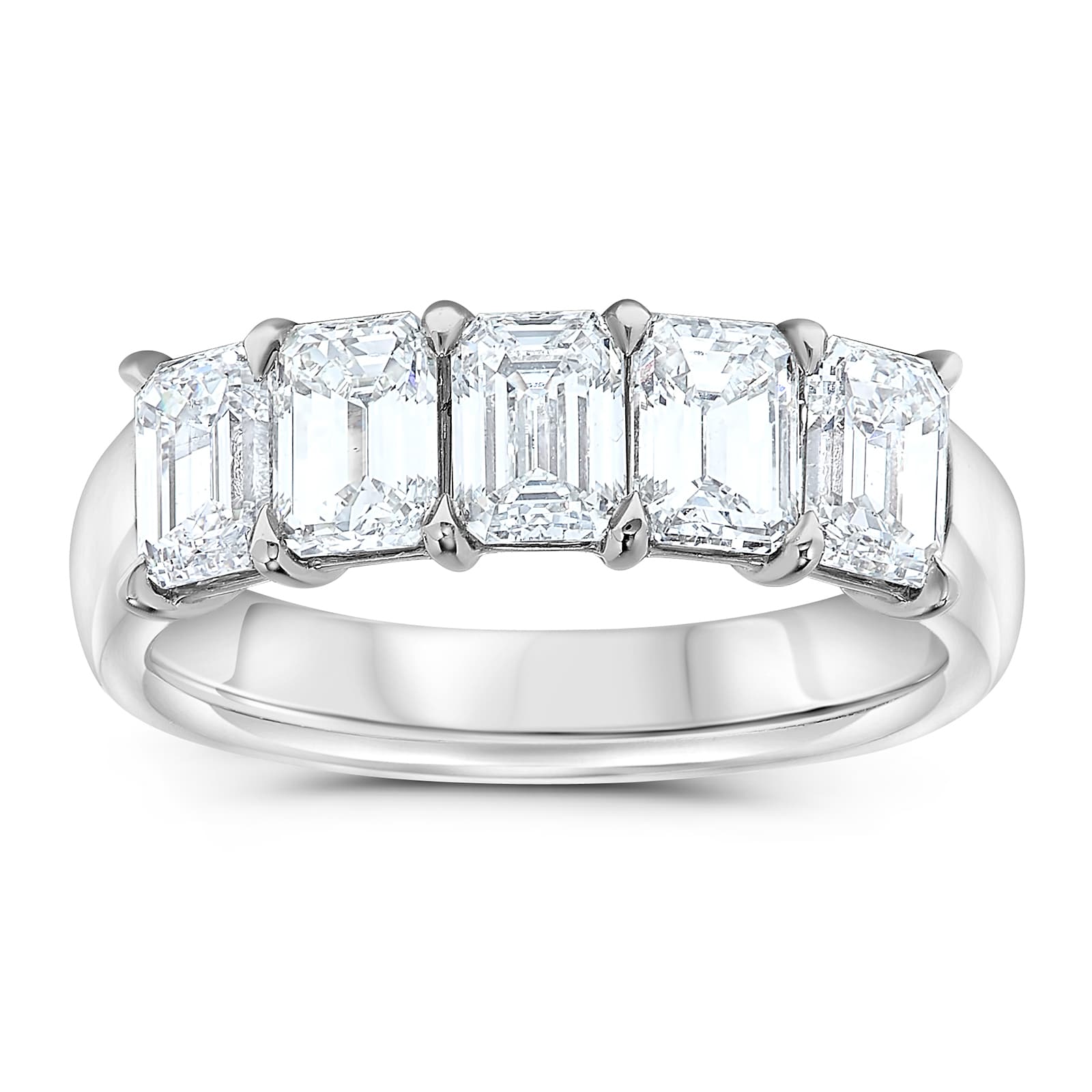Mayors Platinum 2.60cttw Emerald Diamond Band - Size 6.75