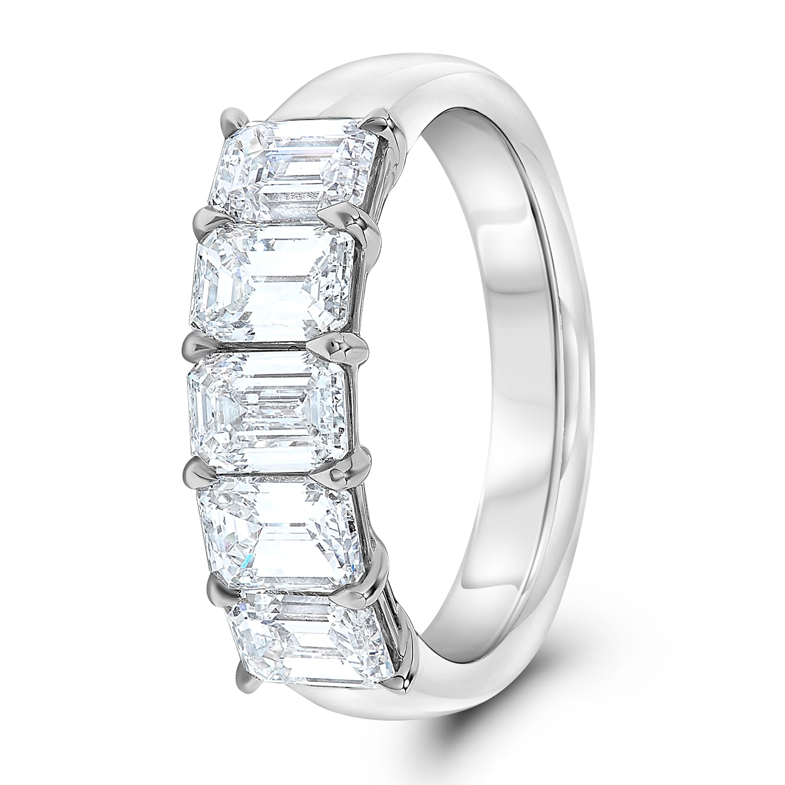 Mayors Platinum 2.60cttw Emerald Diamond Band - Size 6.75