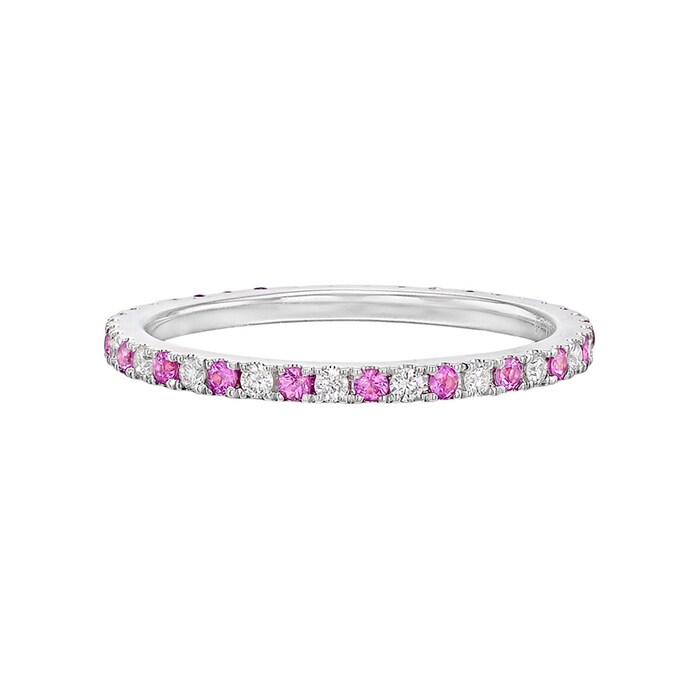 Betteridge 18k White Gold Pink Sapphire and Diamond Eternity Band