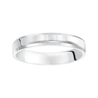 Mayors Platinum 4mm Flat Beveled Edge Court Wedding Band