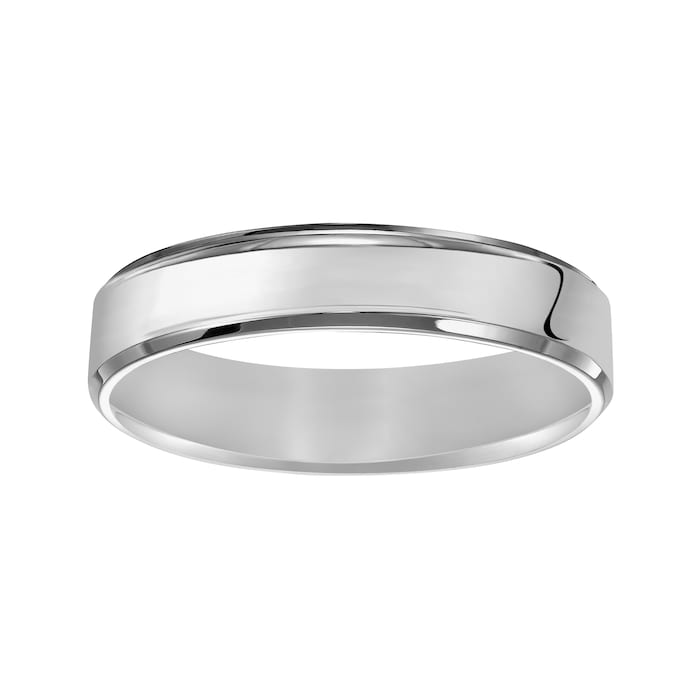 Mayors Platinum 5mm Flat Beveled Edge Court Wedding Band - Ring Size 11