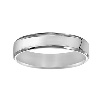 Mayors Platinum 5mm Flat Beveled Edge Court Wedding Band